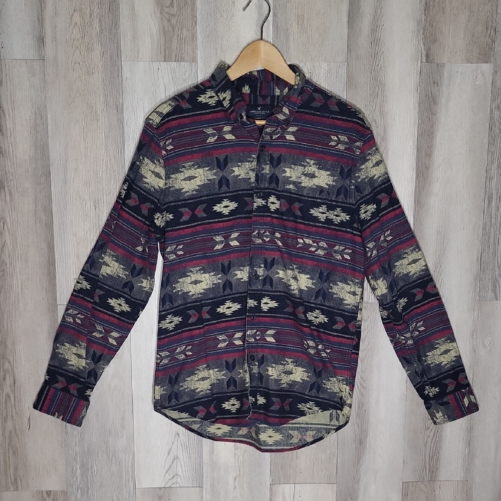 American Eagle Western Shirt Mens M Classic Fit Southwestern Geometric Cotton